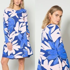 Gorman Jurassic Daisy Blue Winter Long Sleeve Swing Dress Size 14 or XL EUC $200